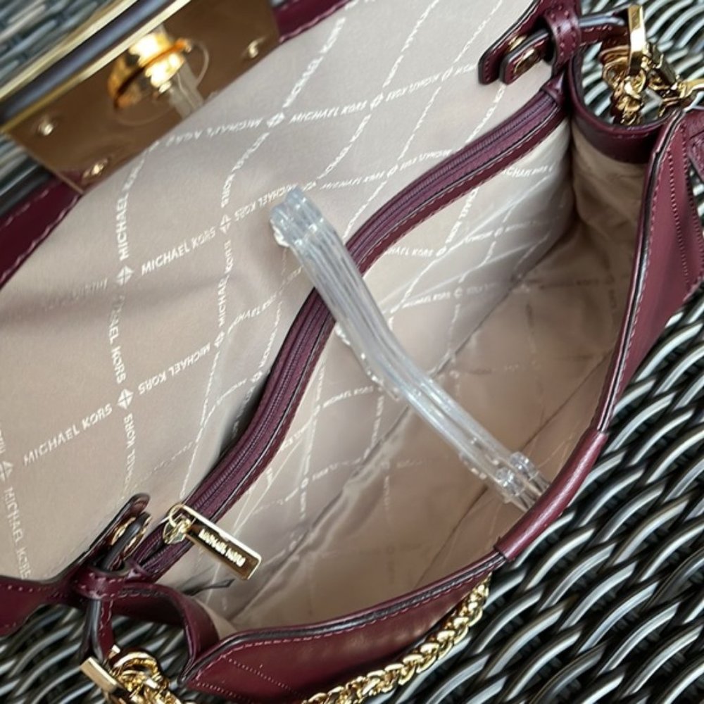 Michael Kors Sonia Medium Leather Shoulder Bag Merlot - Picture 9 of 16